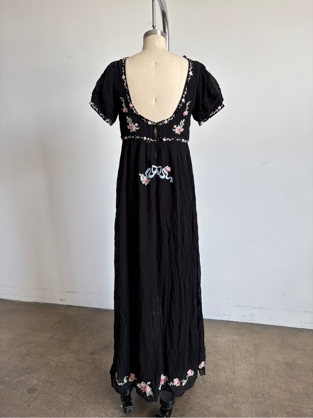 $489 NWT For Love and Lemons “Rosemarie” Maxi Dress in Black Sz Large - Picture 14 of 15
